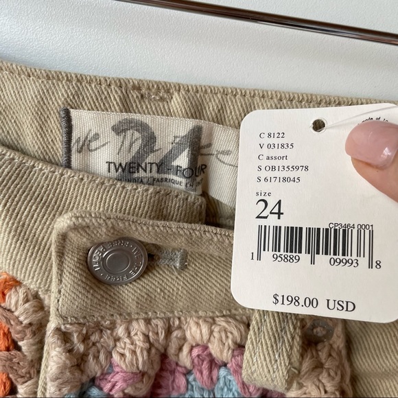 Free People Crochet Zuri Mom Jeans Sedona Sunset - Picture 4 of 6